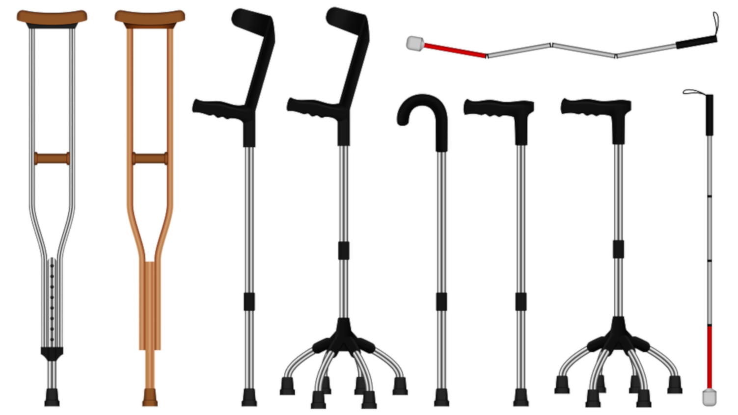 Different types of modern walking aids